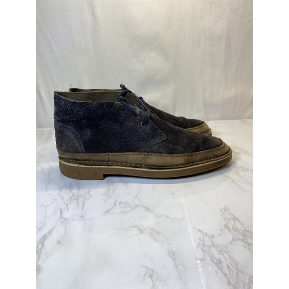 Clarks Boots Mens 10.5 M Desert Chukka Boots Blue Leather Lace Up - Picture 2 of 10